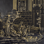 Обои ручная роспись Views of Italy Gold Outline варинант исполнения - 1 | Loft Concept в Барнауле