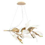 Люстра подвесная с декоративными белыми и золотыми листьями на текстурном основании Wintery flovers варинант исполнения - 1 | Loft Concept в Барнауле