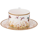 Чайная пара из фарфора с изображением собаки и уток 300 мл Hunting Porcelain Collection варинант исполнения - 2 | Loft Concept в Барнауле