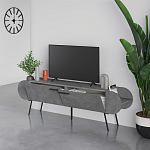 ТВ-тумба серая с 2-мя откидными дверцами и 2-мя открытыми полками CAPSULE TV STAND RETRO GREY варинант исполнения - 2 | Loft Concept в Барнауле