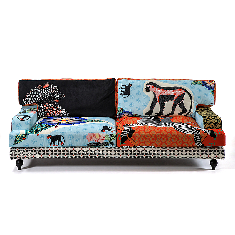 Диван с цветным принтом Qalakabusha Sofa Мульти в Барнауле | Loft Concept 