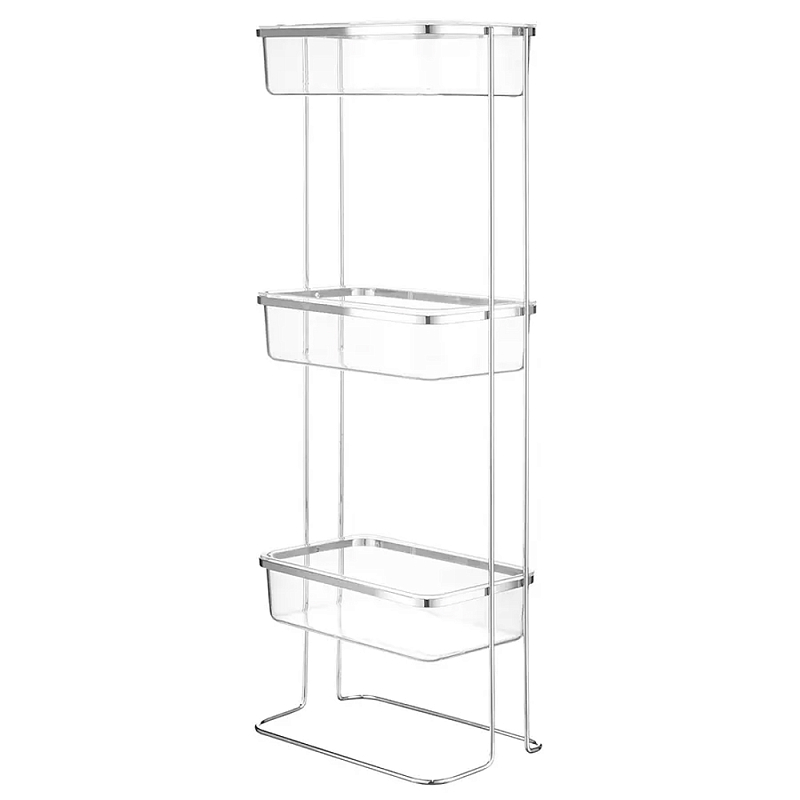 Полка напольная трехъярусная для ванной Bathroom Floor Shelf Хром Полка напольная трехъярусная для ванной Bathroom Floor Shelf Хром в Барнауле | Loft Concept