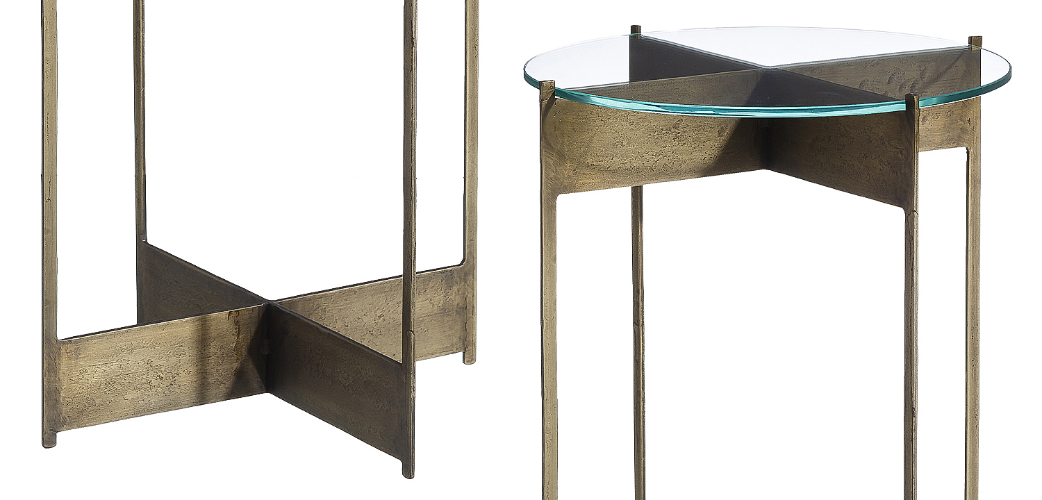 Круглый приставной столик со стеклянной столешницей Lochlan Side Table Круглый приставной столик со стеклянной столешницей Lochlan Side Table - Loft-Concept в Барнауле