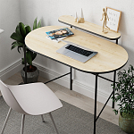 Стол письменный овальной формы с полкой LOUB WORKING TABLE BLACK OAK варинант исполнения - 5 | Loft Concept в Барнауле