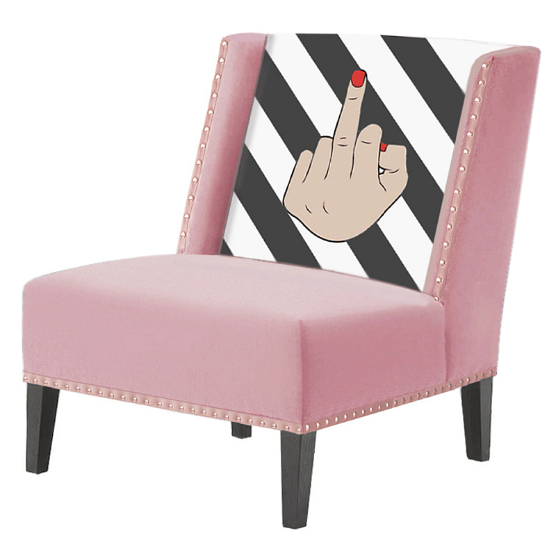FUN Armchair "fuck off" pink Дизайнерское кресло с цветным принтом Розовый пастельный FUN Armchair "fuck off" pink Дизайнерское кресло с цветным принтом Розовый пастельный в Барнауле | Loft Concept