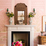 Обои ручная роспись Jharokha Arches Original colourway on pink painted Xuan paper варинант исполнения - 4 | Loft Concept в Барнауле