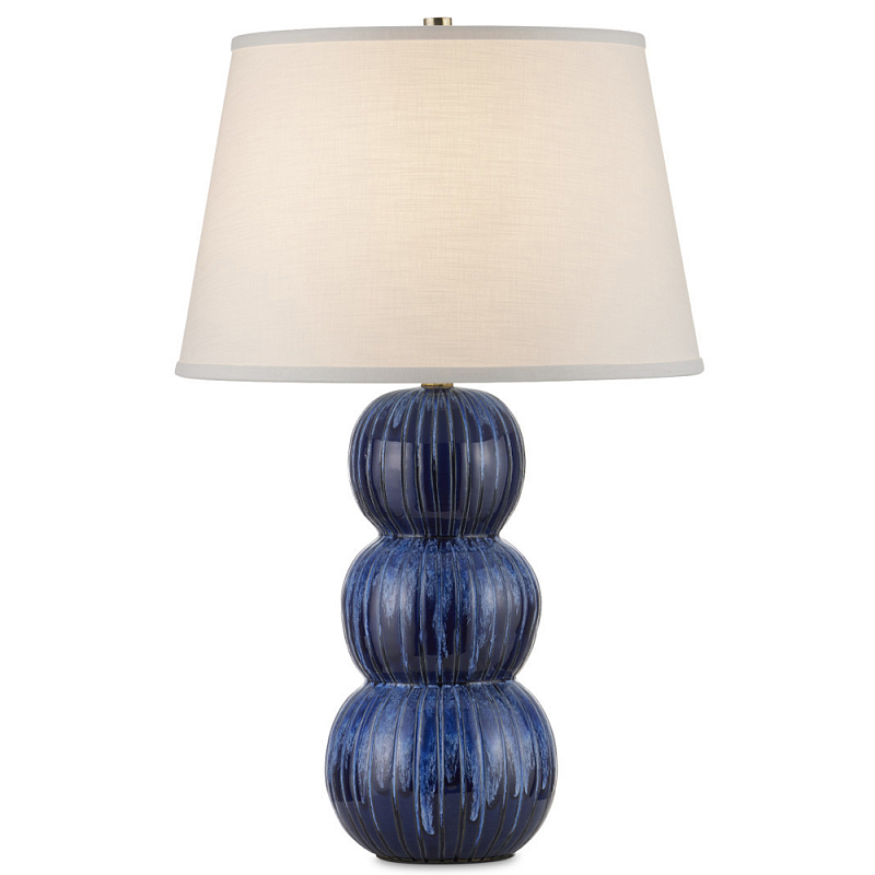 Настольная лампа с синим многослойным шарообразным корпусом Blue Glaze Синий Настольная лампа с синим многослойным шарообразным корпусом Blue Glaze Синий в Барнауле | Loft Concept