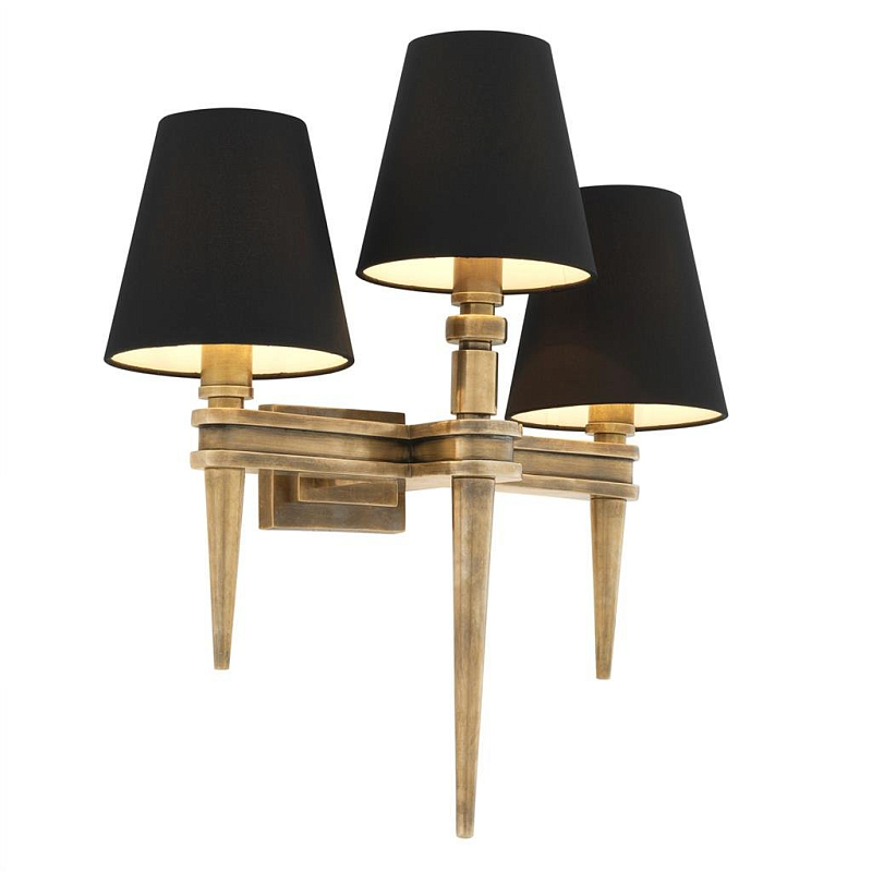 Бра Wall Lamp Waterloo Triple Brass Черный Латунь Античная полированная Бра Wall Lamp Waterloo Triple Brass Черный Латунь Античная полированная в Барнауле | Loft Concept