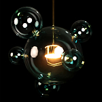 Подвесной светильник с прозрачными бирюзовыми стеклянными шарами и золотыми деталями Диаметр 46 Giopato & Coombes варинант исполнения - 4 | Loft Concept в Барнауле