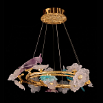 Люстра круглая на золотом каркасе с птичками и цветочным декором Miscellaneous herbs варинант исполнения - 5 | Loft Concept в Барнауле