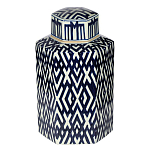 Ваза с крышкой и графическим узором в сине-белых цветах Blue & White Ornament  варинант исполнения - 2 | Loft Concept в Барнауле