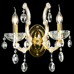Бра с двумя лампами и крупными хрустальными подвесками на золотом основании Crystal lamps варинант исполнения - 2 | Loft Concept в Барнауле