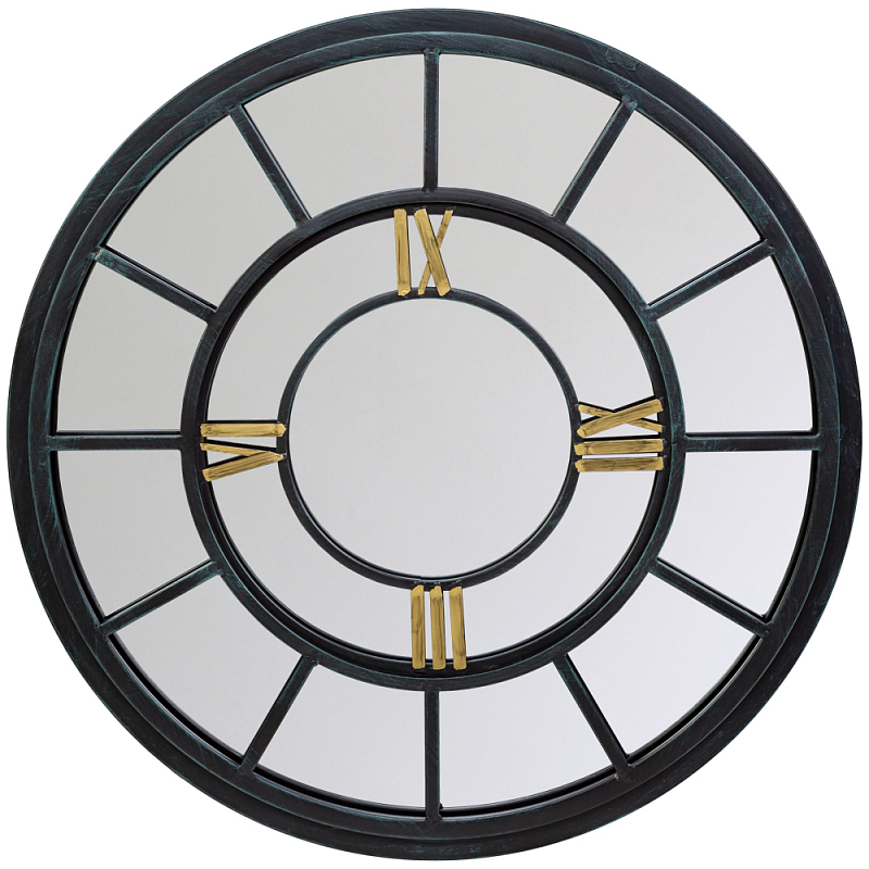 Зеркало настенное в чёрной металлической раме в виде часов Mirror Tower Clock Черный Зеркало Зеркало настенное в чёрной металлической раме в виде часов Mirror Tower Clock Черный Зеркало в Барнауле | Loft Concept