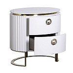 Тумбочка белая овальная с мраморной столешницей Thoroughbass варинант исполнения - 2 | Loft Concept в Барнауле