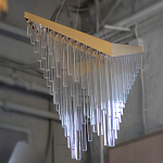 Люстра золотого цвета в форме галочки с каскадом длинных прозрачных трубок Eurofase варинант исполнения - 14 | Loft Concept в Барнауле