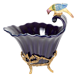 Чаша темно-синего цвета из фарфора с разноцветной птичкой Eden Garden porcelain and bronze варинант исполнения - 8 | Loft Concept в Барнауле