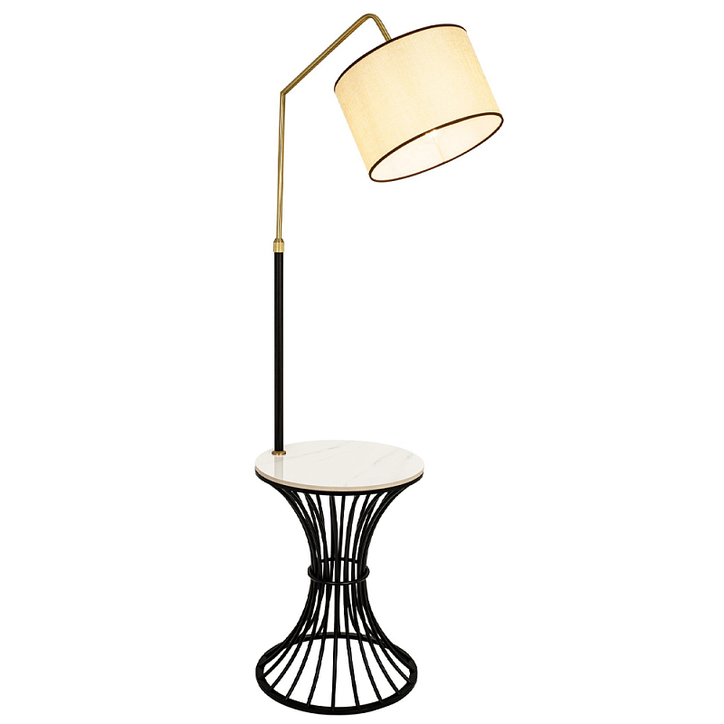 Торшер с абажуром и приставным столом Fazio Lighting and Furniture Floor Lamp Бежевый Черный Торшер с абажуром и приставным столом Fazio Lighting and Furniture Floor Lamp Бежевый Черный в Барнауле | Loft Concept