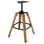 Барный стул со спинкой и металлической подставкой на 4-х деревянных ножках Коричневый Велюр Vendramin Chair варинант исполнения - 5 | Loft Concept в Барнауле