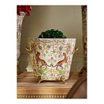 Кашпо с растительным и животным орнаментом на бронзовых ножках Turquoise Blooming Garden варинант исполнения - 4 | Loft Concept в Барнауле