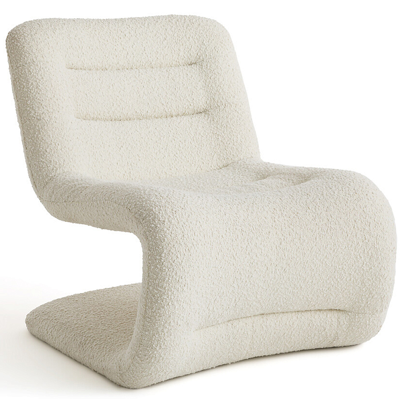 Кресло изогнутое с обивкой из ткани букле Smooth Bend Boucle Chair Молочный Кресло изогнутое с обивкой из ткани букле Smooth Bend Boucle Chair Молочный в Барнауле | Loft Concept
