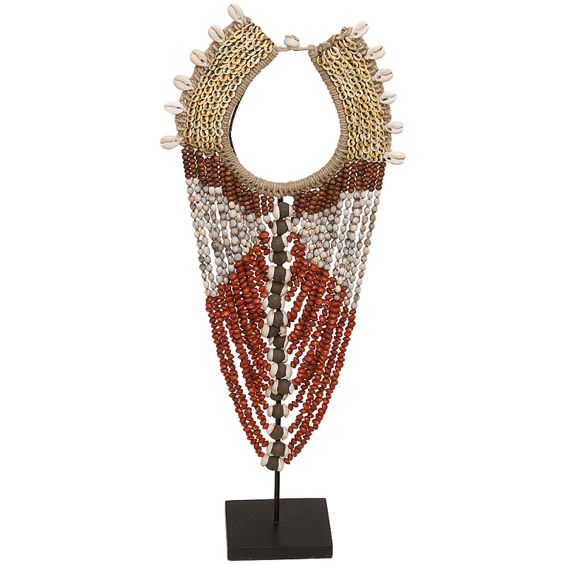 Этническое длинное ожерелье из бус и ракушек Aboriginal Long Necklace Red Beige Бежевый Красный Коричневый Этническое длинное ожерелье из бус и ракушек Aboriginal Long Necklace Red Beige Бежевый Красный Коричневый в Барнауле | Loft Concept