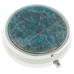 Таблетница карманная круглая с 3-мя отделениями и накладкой из натурального камня Апатит Голубой Silver Stone Pillboxes варинант исполнения - 1 | Loft Concept в Барнауле