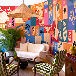 Обои ручная роспись в стиле Арт-деко Jazz Original colourway on painted silk with embroidery варинант исполнения - 1 | Loft Concept в Барнауле