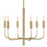 Люстра с 6-ю лампами на тонких изогнутых рожках в современном стиле Feiss варинант исполнения - 1 | Loft Concept в Барнауле