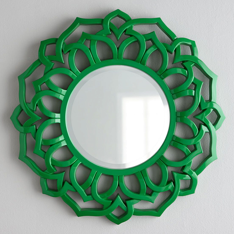 Зеркало круглое в ажурной зеленой раме Green Floral Pattern Зеленый Зеркало круглое в ажурной зеленой раме Green Floral Pattern Зеленый в Барнауле | Loft Concept
