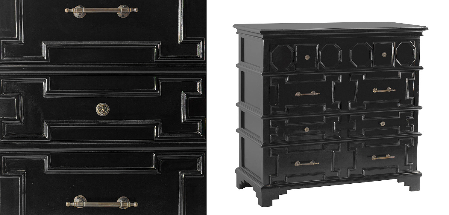 Комод с 4-мя ящиками Chest Beaux Art Черный Комод с 4-мя ящиками Chest Beaux Art Черный - Loft-Concept в Барнауле