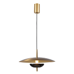 Подвесной светильник с золотым металлическим плафоном округлой формы и декоративным элементом из чёрного мрамора Midnight Grace  варинант исполнения - 1 | Loft Concept в Барнауле