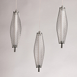 Люстра круглая каскадня с 5-ю плафонами из металлической сетки Mesh Lampshade Lighting варинант исполнения - 6 | Loft Concept в Барнауле