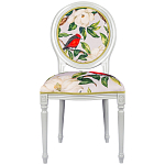 Стул светло-серый из натурального бука с изображением птиц и цветов Blooming Birds Red  варинант исполнения - 1 | Loft Concept в Барнауле