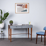 Стол письменный из массива бука с 2-мя ящиками серый Wenge Light варинант исполнения - 5 | Loft Concept в Барнауле