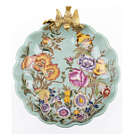 Блюдо из голубого фарфора с бронзовой птичкой Blue Garden варинант исполнения - 2 | Loft Concept в Барнауле