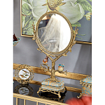 Зеркало с бронзовой подставкой в виде дерева и фарфоровыми птичками на голубом основании Eden Garden варинант исполнения - 4 | Loft Concept в Барнауле