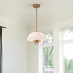 Подвесной светильник золотого цвета с полусферическим опаловым плафоном и декоративным элементом Elstead Lighting варинант исполнения - 7 | Loft Concept в Барнауле