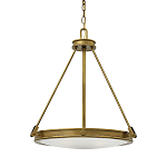 Люстра подвесная цвета латунь с плоским круглым матовым стеклянным плафоном на цепи Hinkley варинант исполнения - 1 | Loft Concept в Барнауле