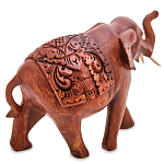 Статуэтка из дерева суар в виде слона в традиционном облачении Elephant in blanket варинант исполнения - 2 | Loft Concept в Барнауле