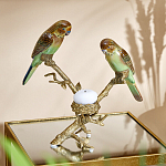 Подсвечник с двумя попугаями из фарфора на бронзовой ветке Eden Garden варинант исполнения - 1 | Loft Concept в Барнауле