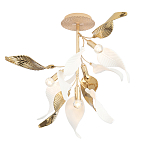 Люстра потолочная с белыми матовыми и золотыми глянцевыми листьями Wintery flovers варинант исполнения - 2 | Loft Concept в Барнауле