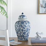 Ваза с крышкой и бело-синим цветочным узором Blue & White Ornament  варинант исполнения - 8 | Loft Concept в Барнауле