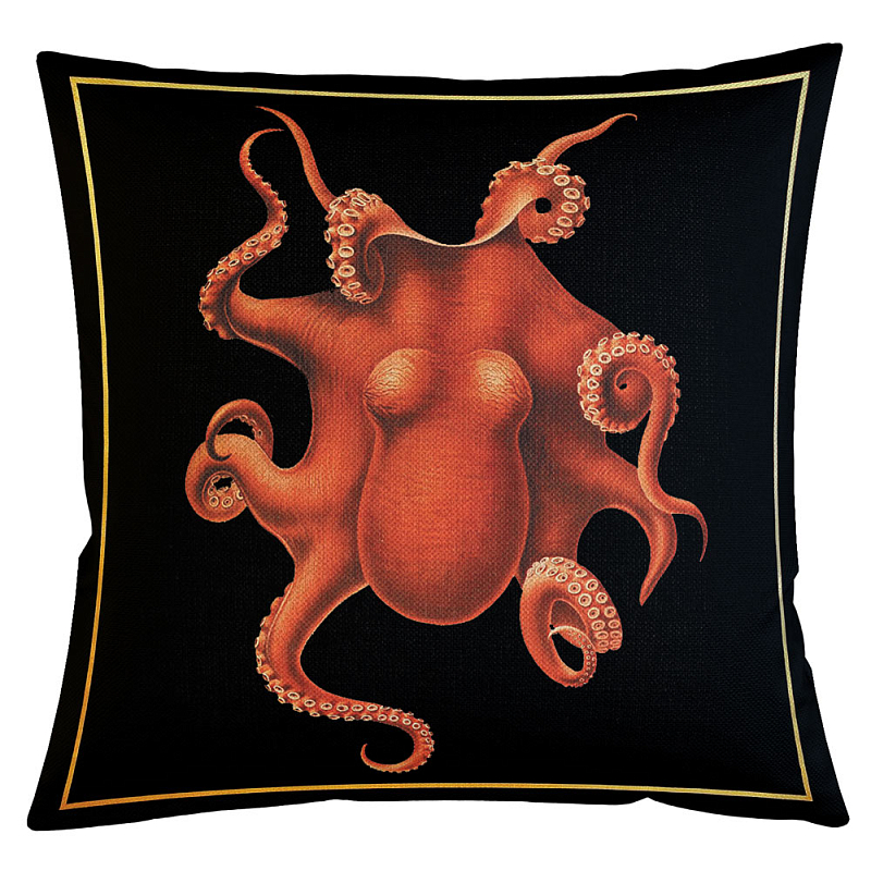Декоративная подушка Red Octopus Бежевый Черный Красный Декоративная подушка Red Octopus Бежевый Черный Красный в Барнауле | Loft Concept