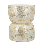 Приставной столик с мозаичным рисунком из раковин устриц Bone Inlay варинант исполнения - 2 | Loft Concept в Барнауле