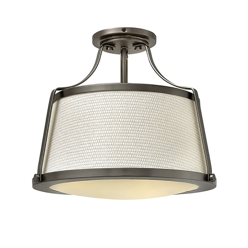 Потолочный светильник со светлым текстильным абажуром Hinkley Латунь Белый Никель в Барнауле | Loft Concept 