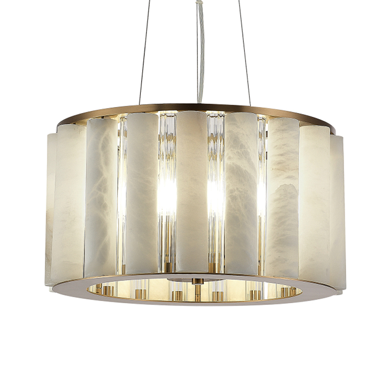 Люстра с абажуром из стекла и премиального алебастра Ravishment Прозрачный Белый Бронза в Барнауле | Loft Concept 