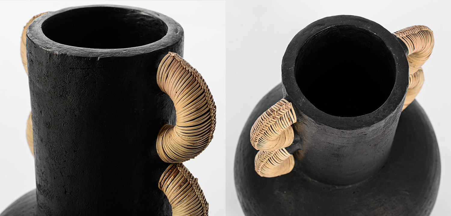 Ваза Round Vase Ceramic & Rattan Ваза Round Vase Ceramic & Rattan - Loft-Concept в Барнауле