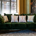 Декоративная подушка светло-зеленая с растительным орнаментом Raffael Floral Green Cushion варинант исполнения - 2 | Loft Concept в Барнауле