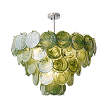 Люстра из зеленых стеклянных дисков с перламутровым эффектом Green Glowing Glaze варинант исполнения - 1 | Loft Concept в Барнауле