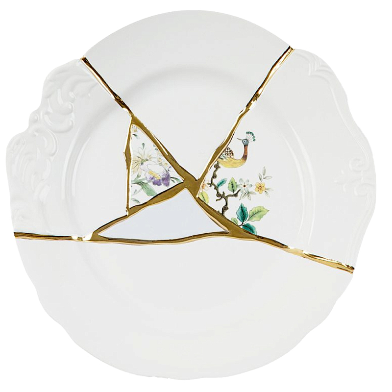 Тарелка Seletti Kintsugi Белый Золотой Тарелка Seletti Kintsugi Белый Золотой в Барнауле | Loft Concept